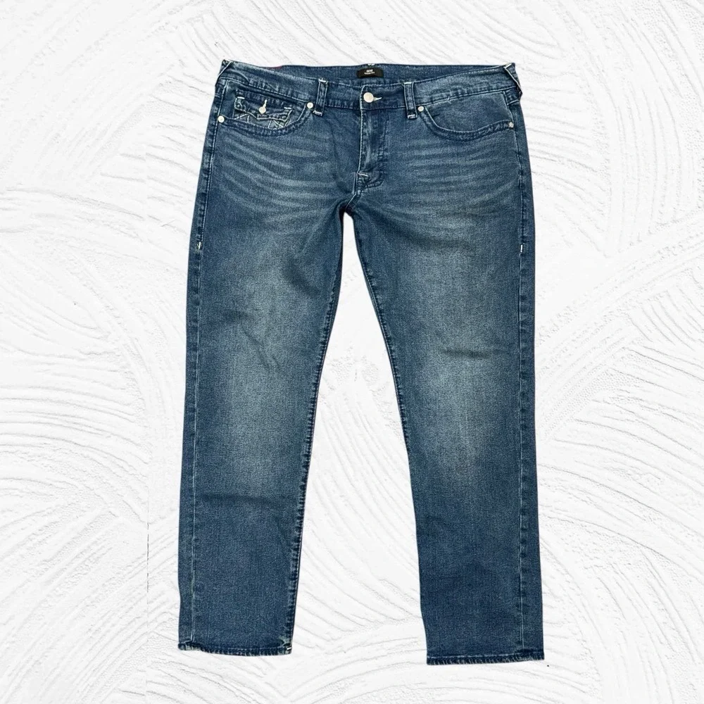 True Religion Geno Jeans Mens 42(44X31) Relaxed Slim Tapered Denim Stretch